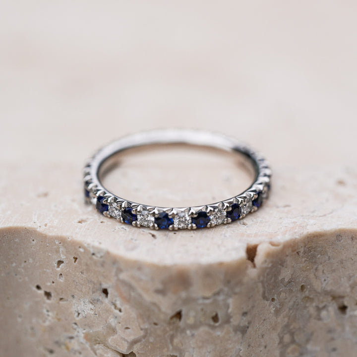 French Cut Sapphire and Diamond Band - Consider the Wldflwrs