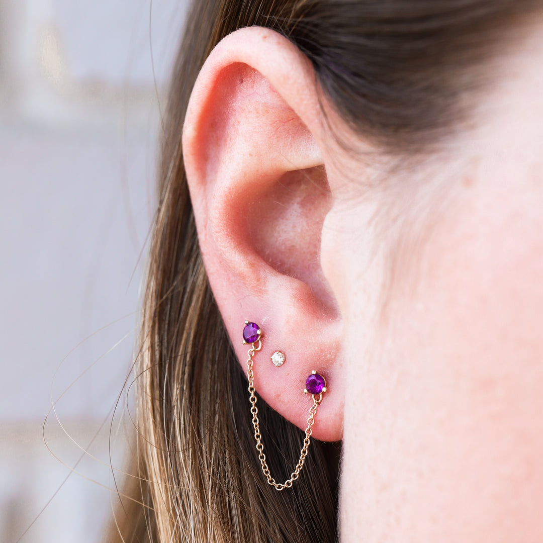 Double Birthstone Chain Earring - Consider the Wldflwrs