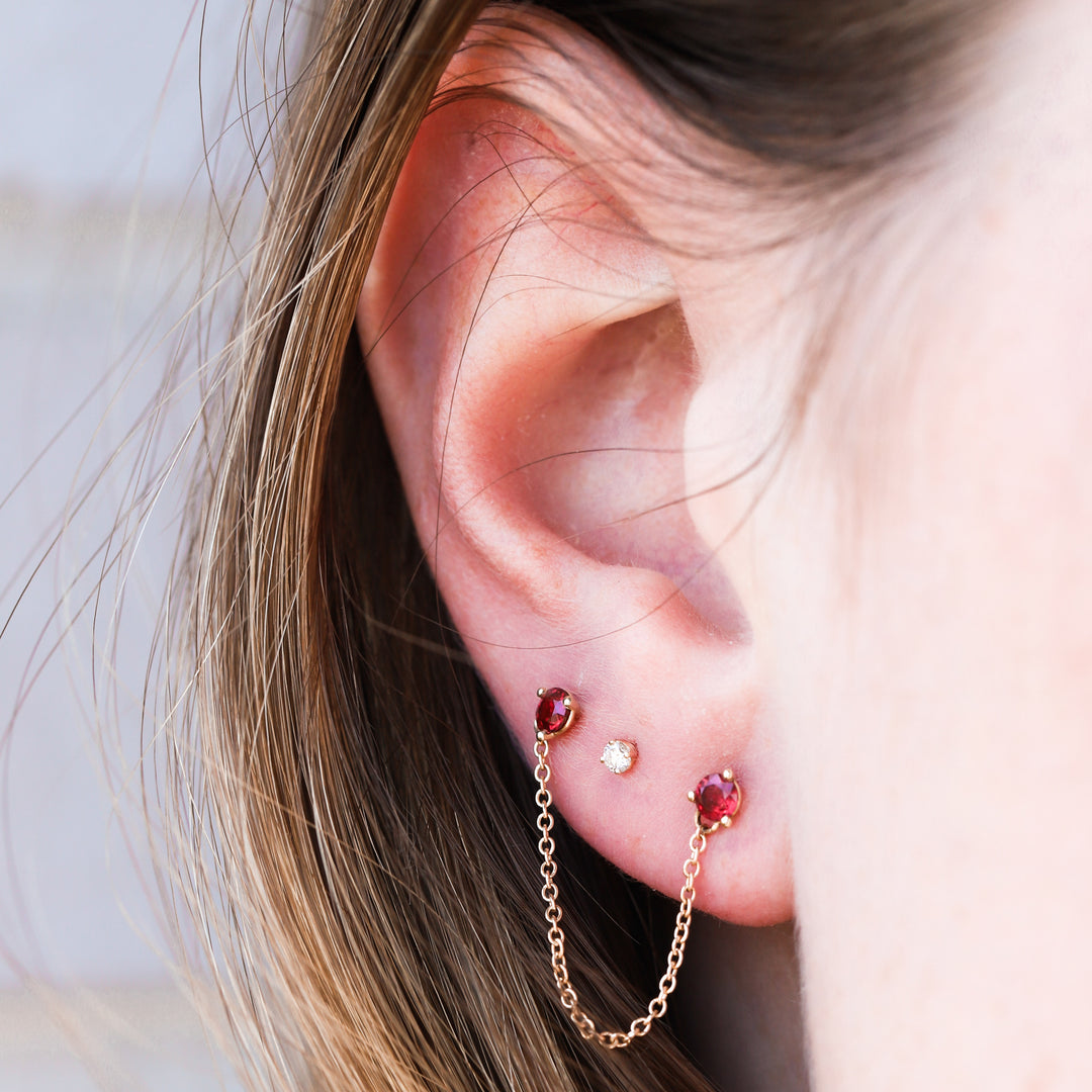 Double Birthstone Chain Earring - Consider the Wldflwrs