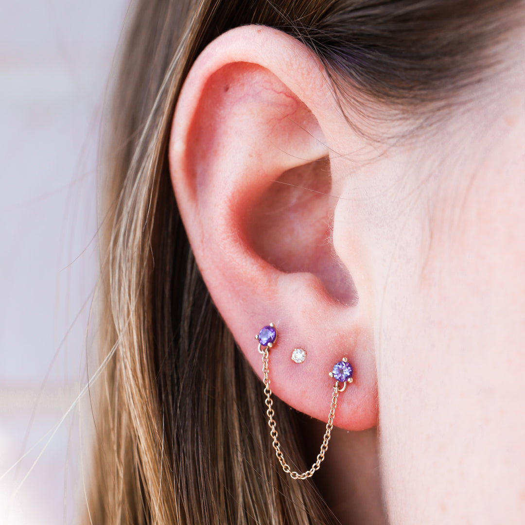 Double Birthstone Chain Earring - Consider the Wldflwrs