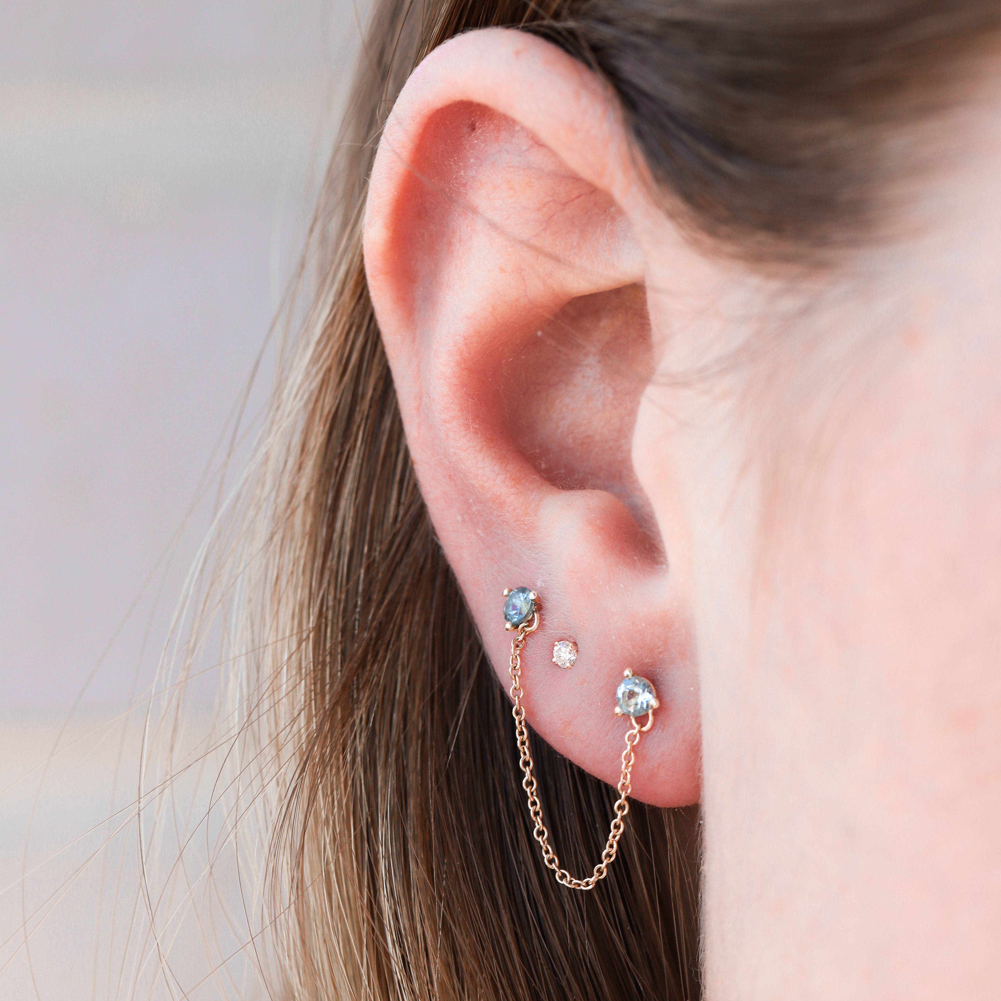 Double Birthstone Chain Earring - Consider the Wldflwrs