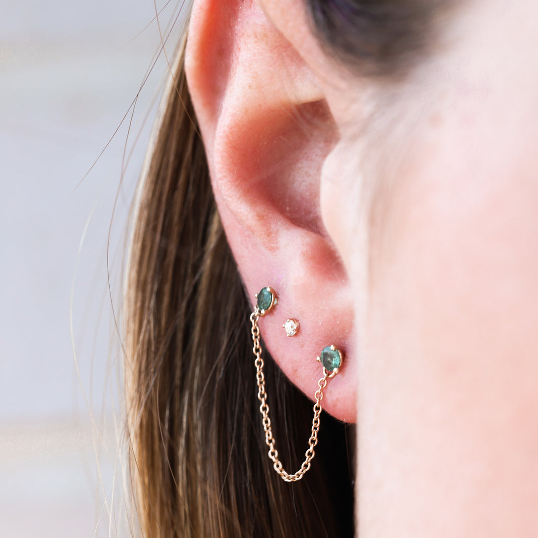 Double Birthstone Chain Earring - Consider the Wldflwrs