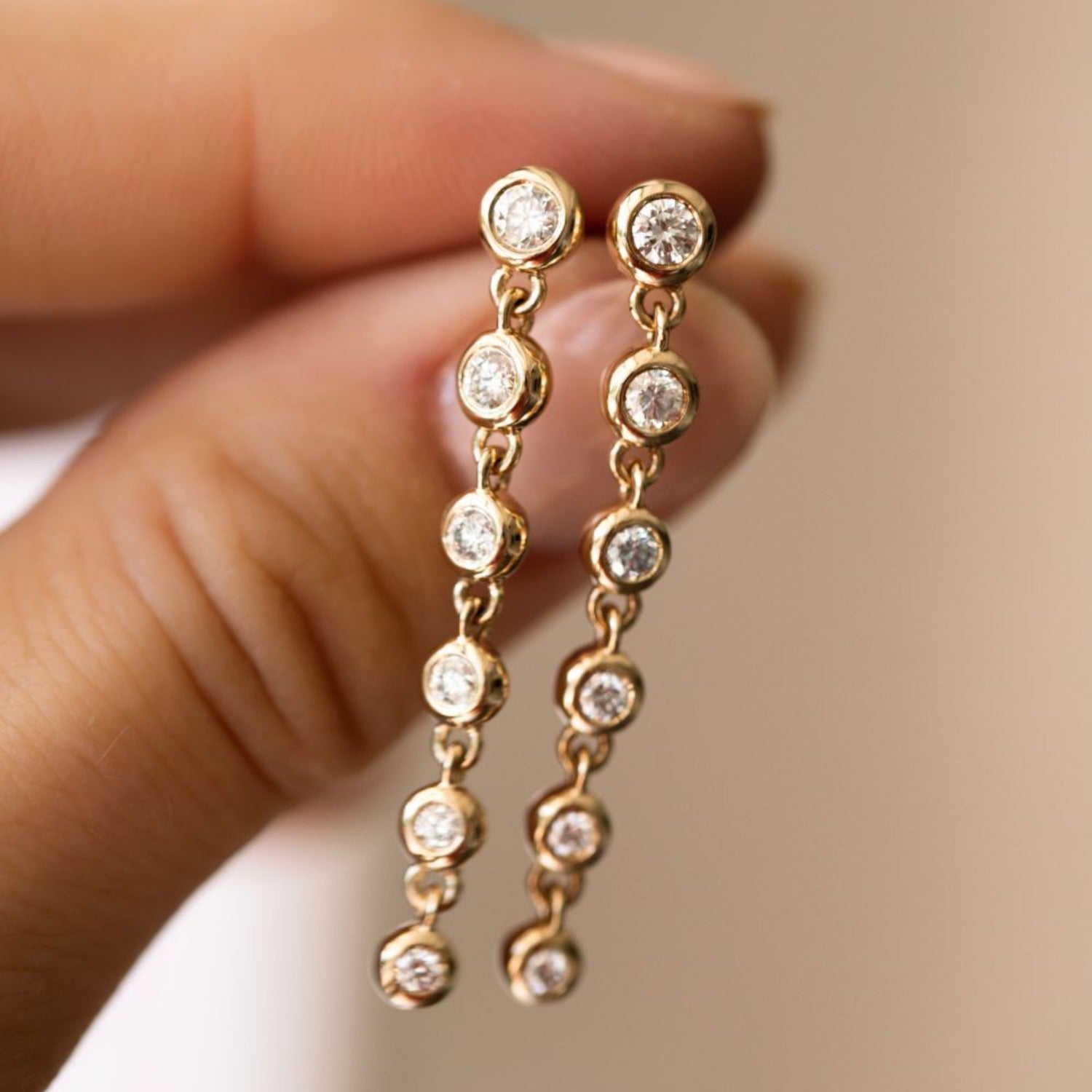 Bubble Bezel Diamond Waterfall Earrings - Consider the Wldflwrs