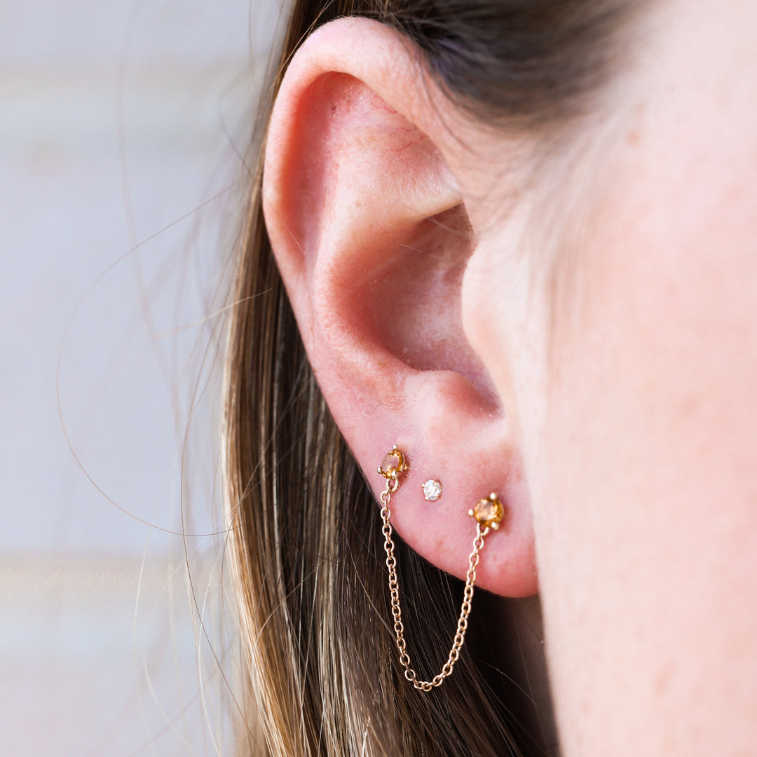 Double Birthstone Chain Earring - Consider the Wldflwrs