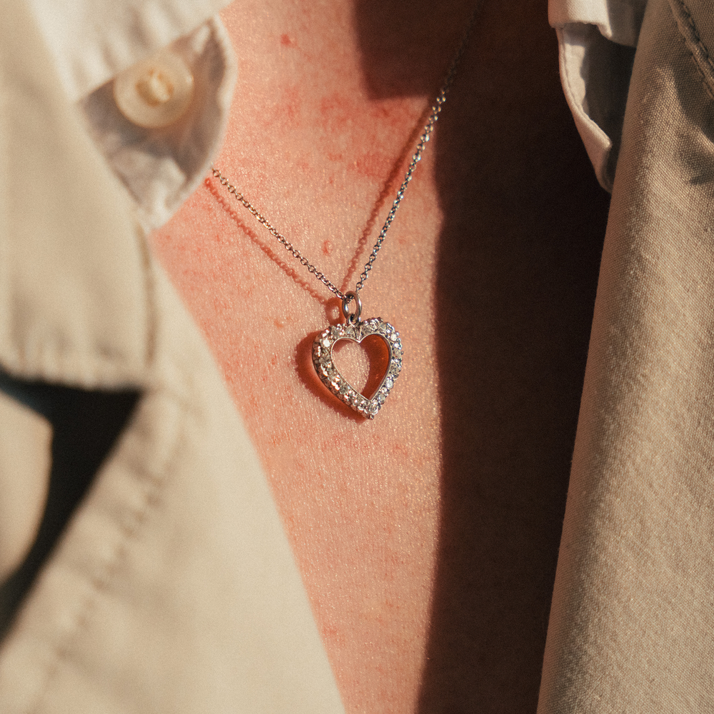 Vintage Diamond Heart Charm Necklace - Consider the Wldflwrs