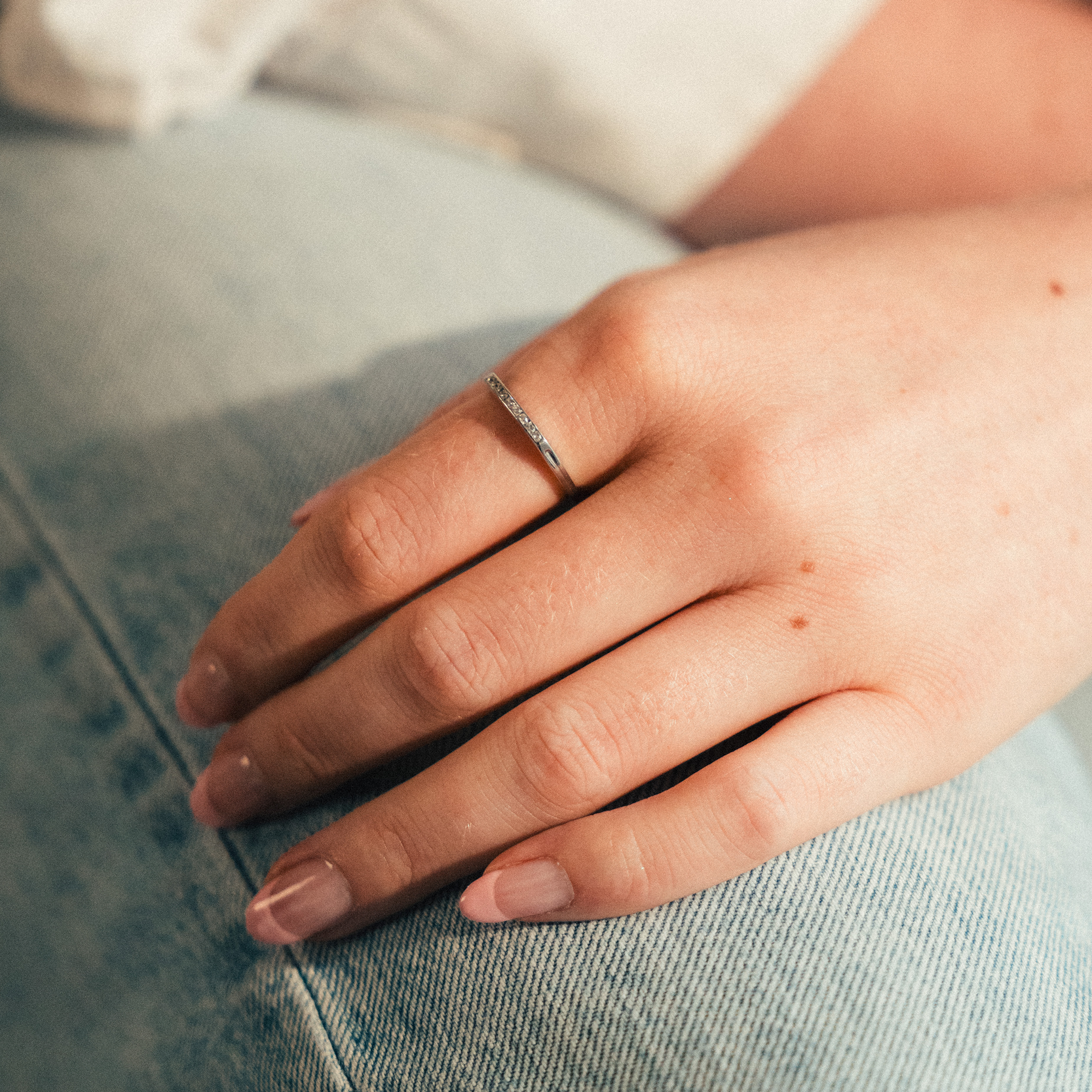 Platinum Vertical Skinny Channel Diamond Band - Consider the Wldflwrs