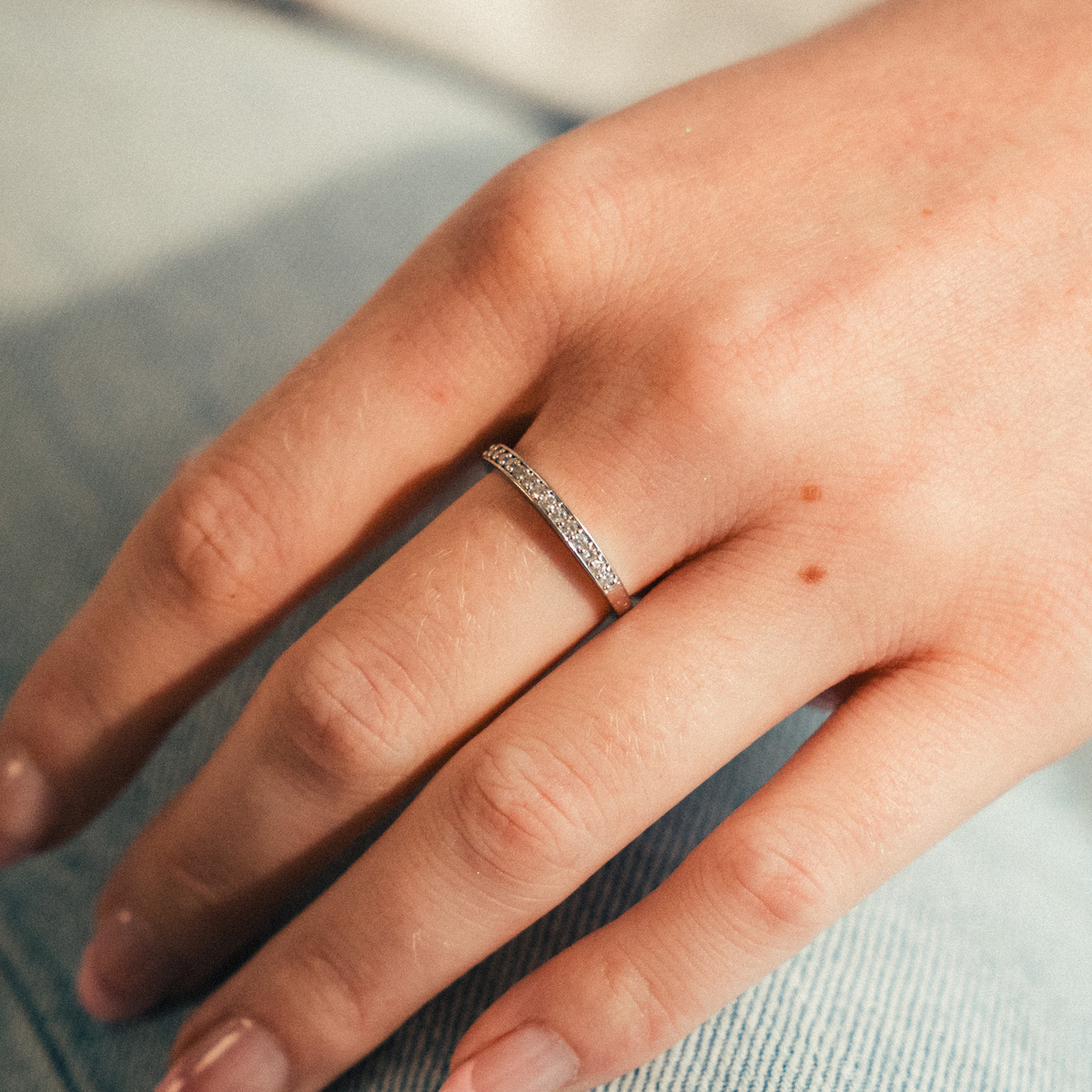 Tapered Beadset Diamond Band (Half-Eternity) - Consider the Wldflwrs