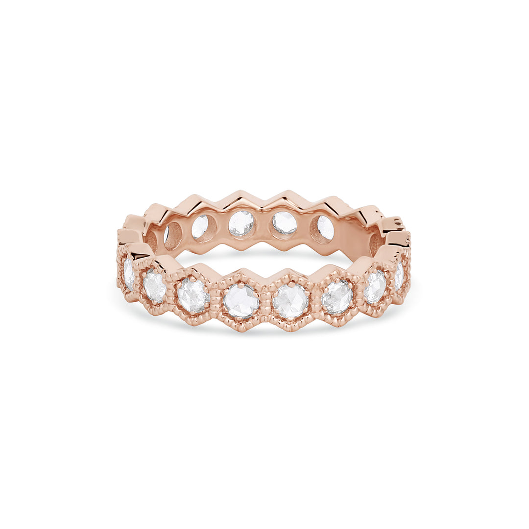 Rose Cut Diamond Hexagon Ring