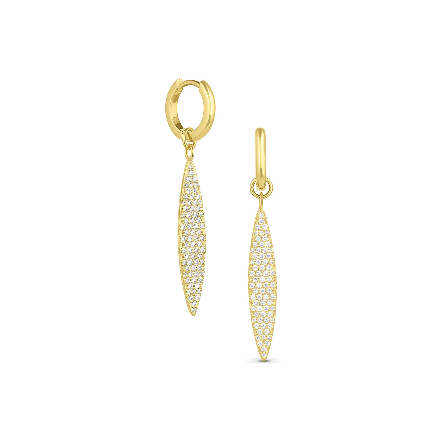 Pavé Leaf Diamond Hoops - Consider the Wldflwrs