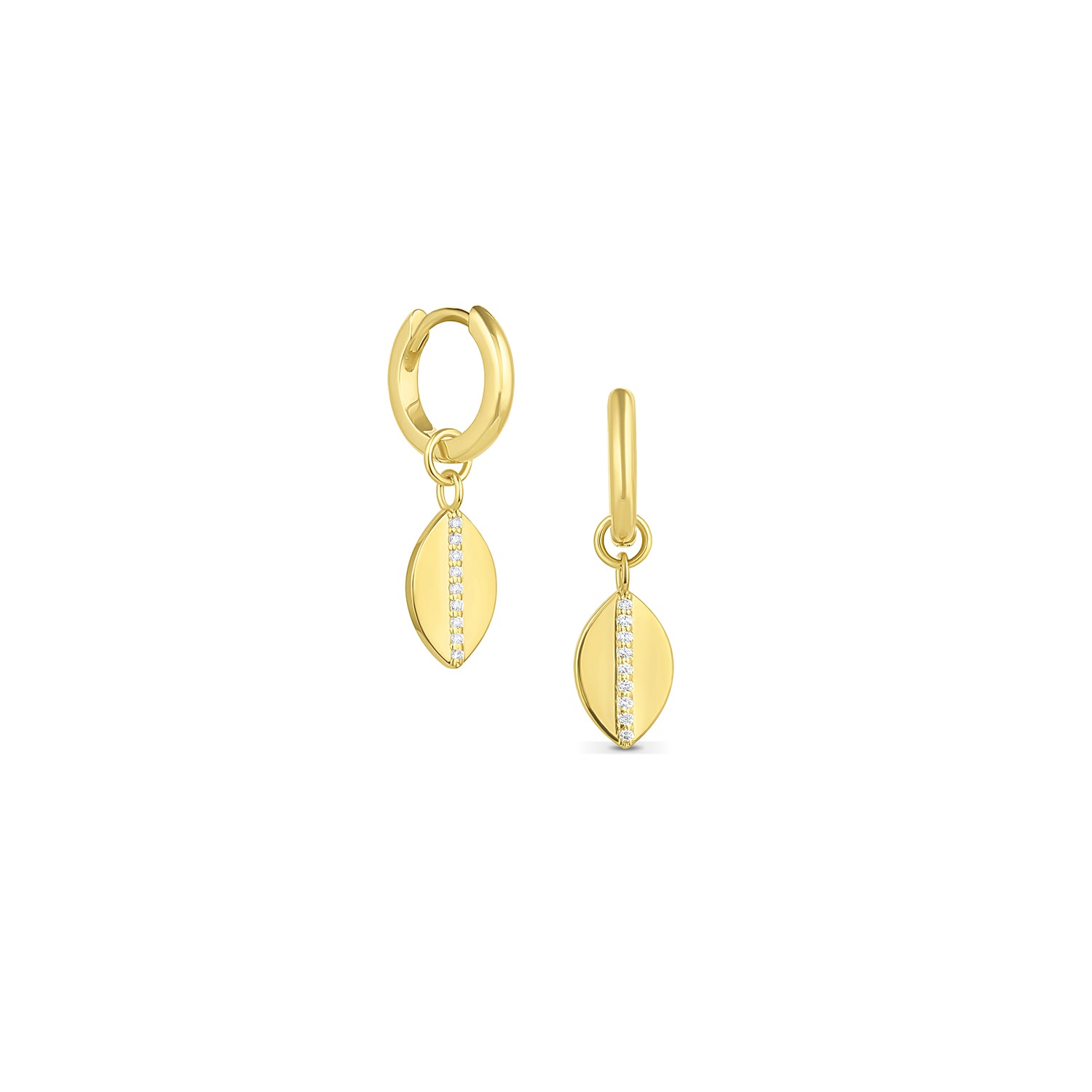 Pavé Line Petal Drop Hoops - Consider the Wldflwrs