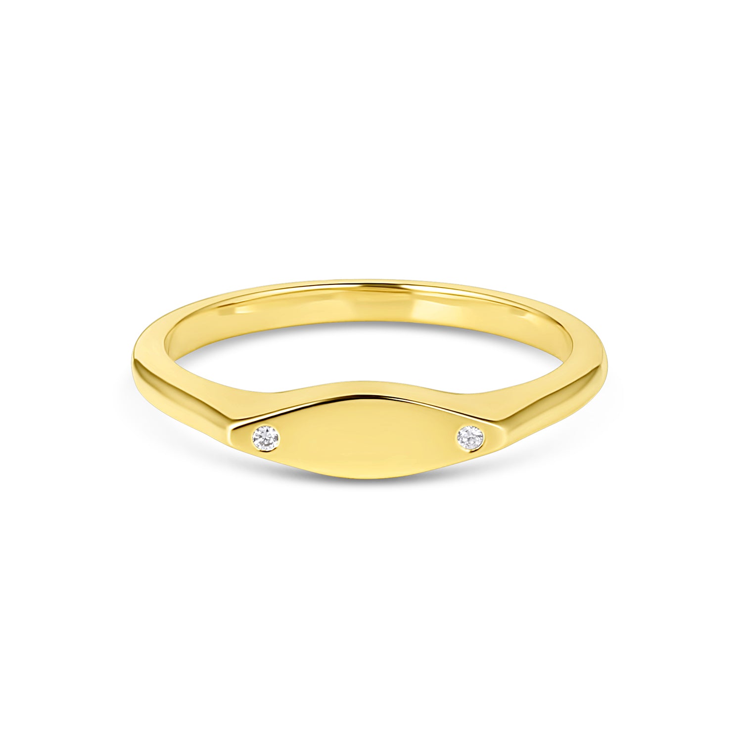 Interleaf Signet Ring with Diamonds - Consider the Wldflwrs