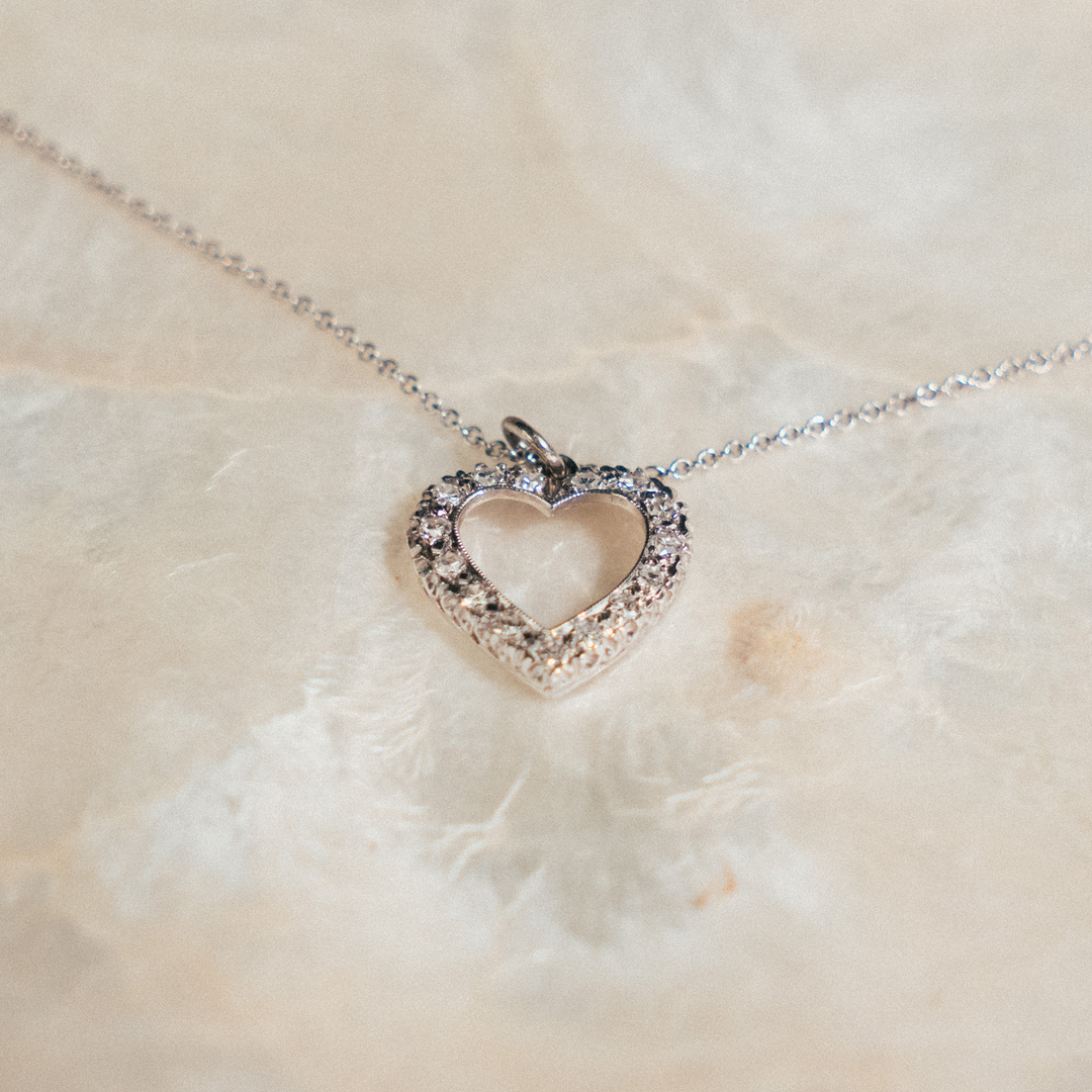 Vintage Diamond Heart Charm Necklace - Consider the Wldflwrs