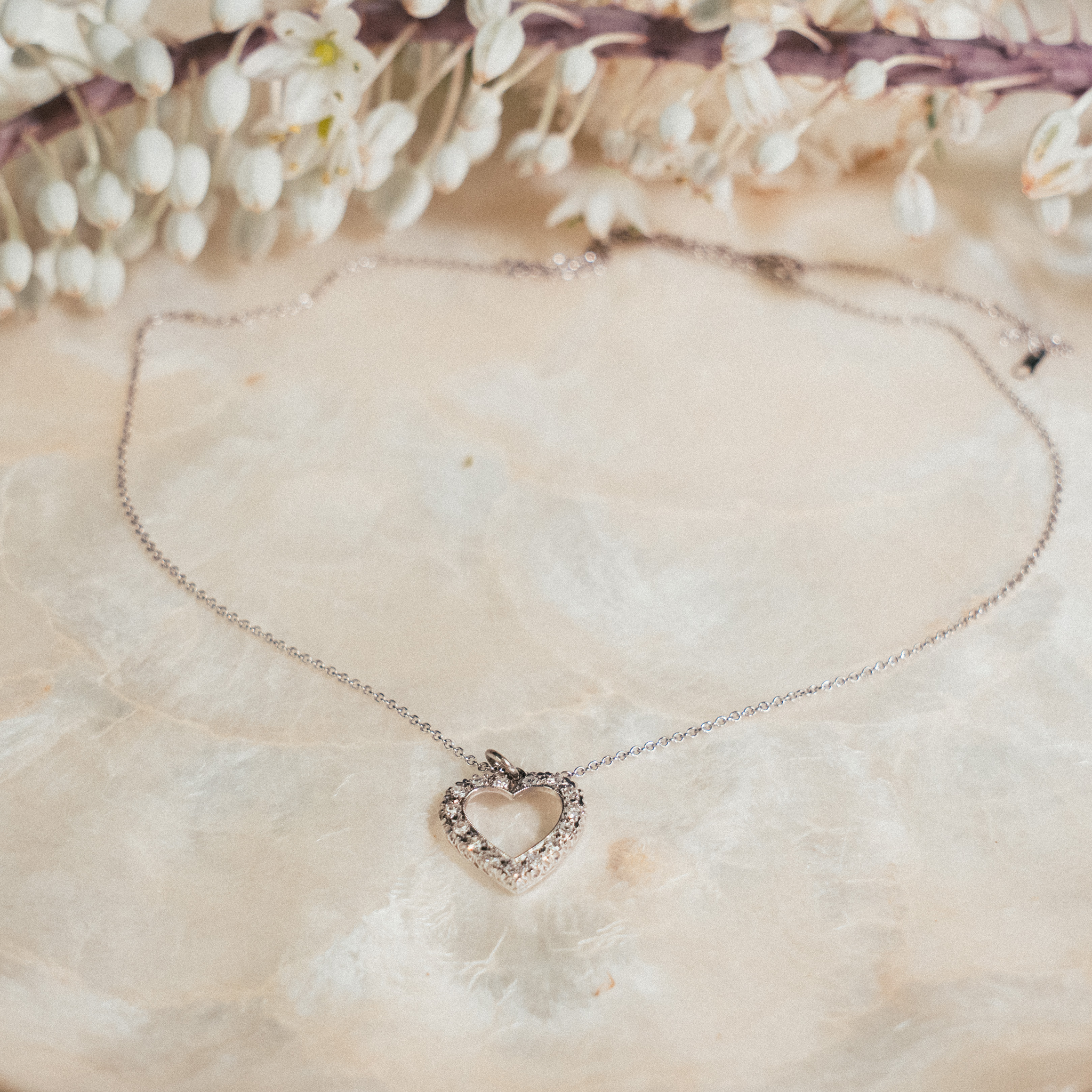 Vintage Diamond Heart Charm Necklace - Consider the Wldflwrs