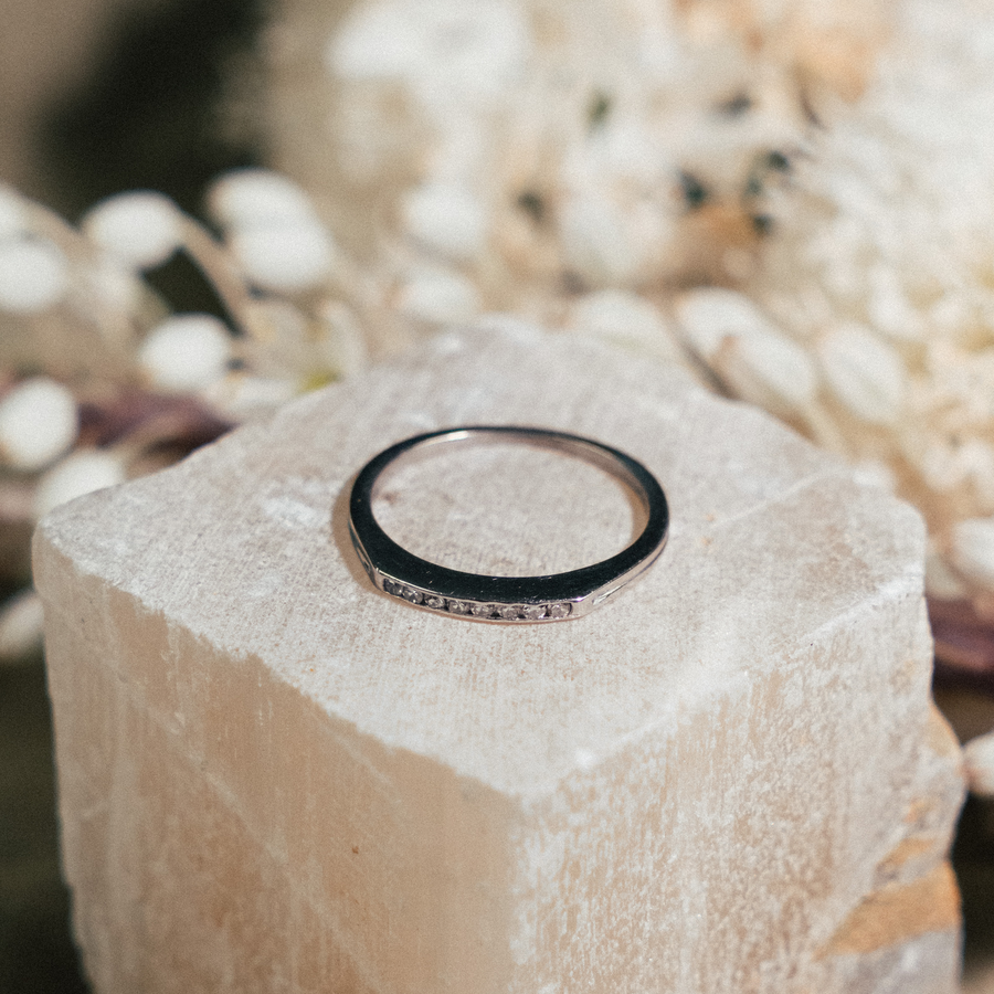 Platinum Vertical Skinny Channel Diamond Band - Consider the Wldflwrs