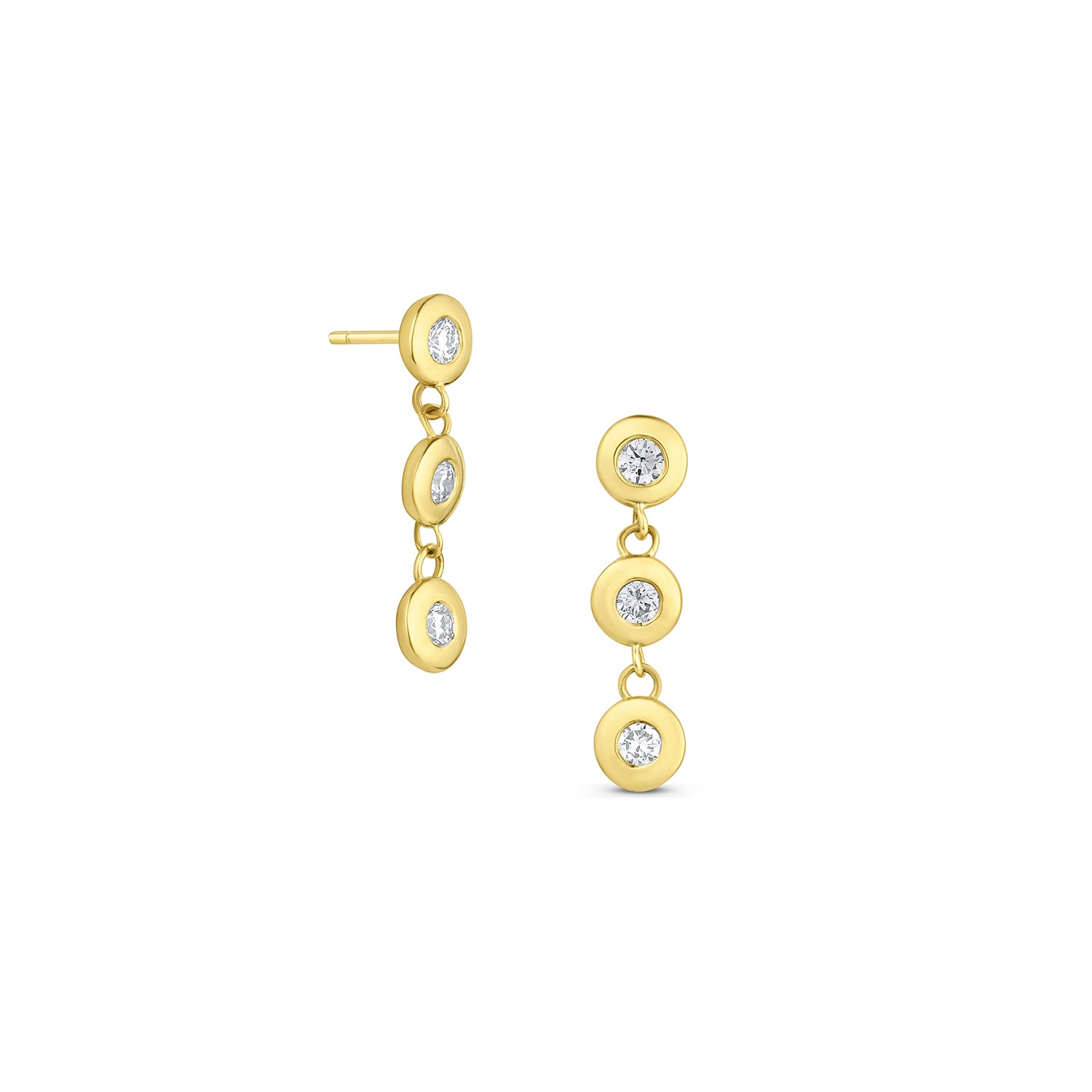 Birthstone Bezel Three Drop Earrings - Consider the Wldflwrs