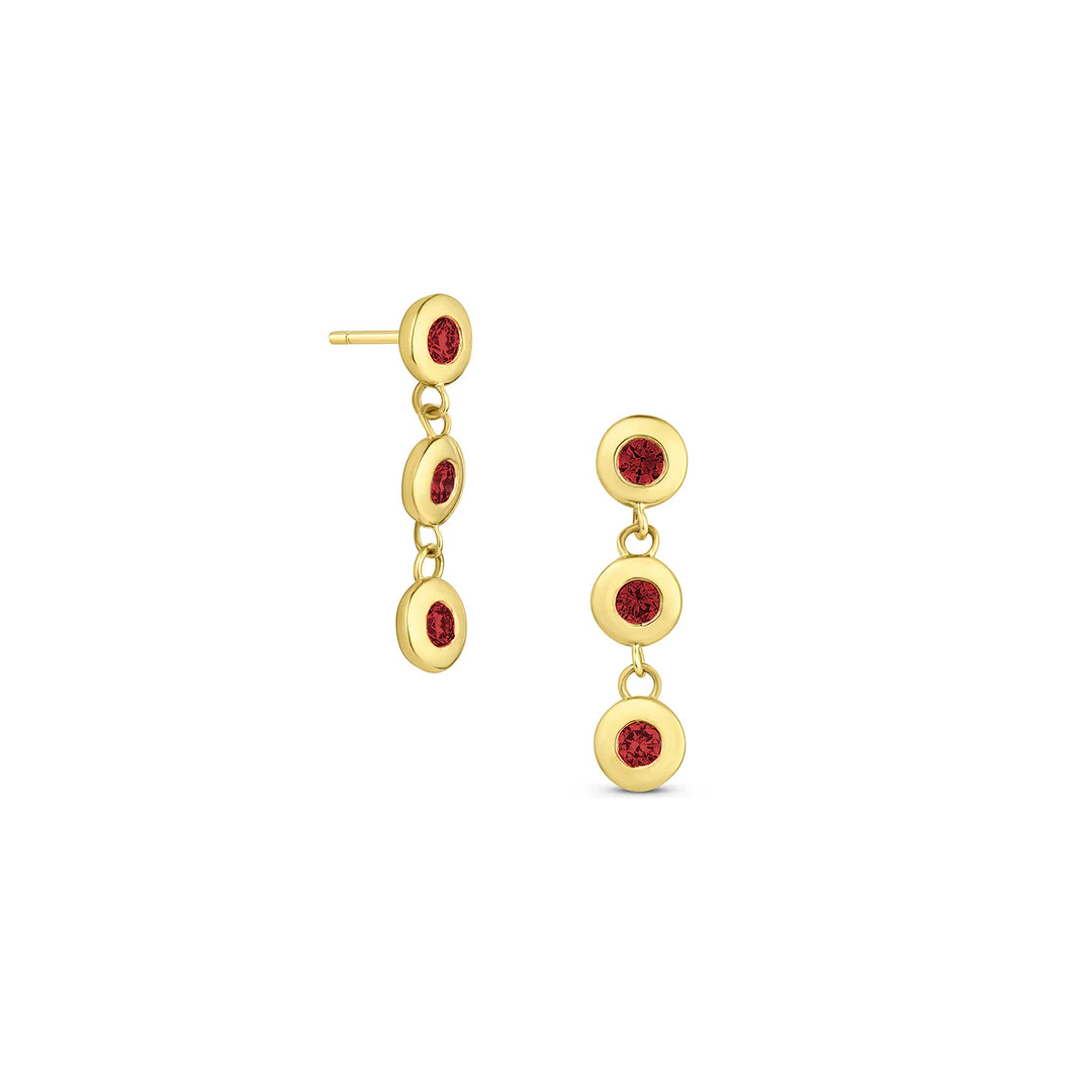 Birthstone Bezel Three Drop Earrings