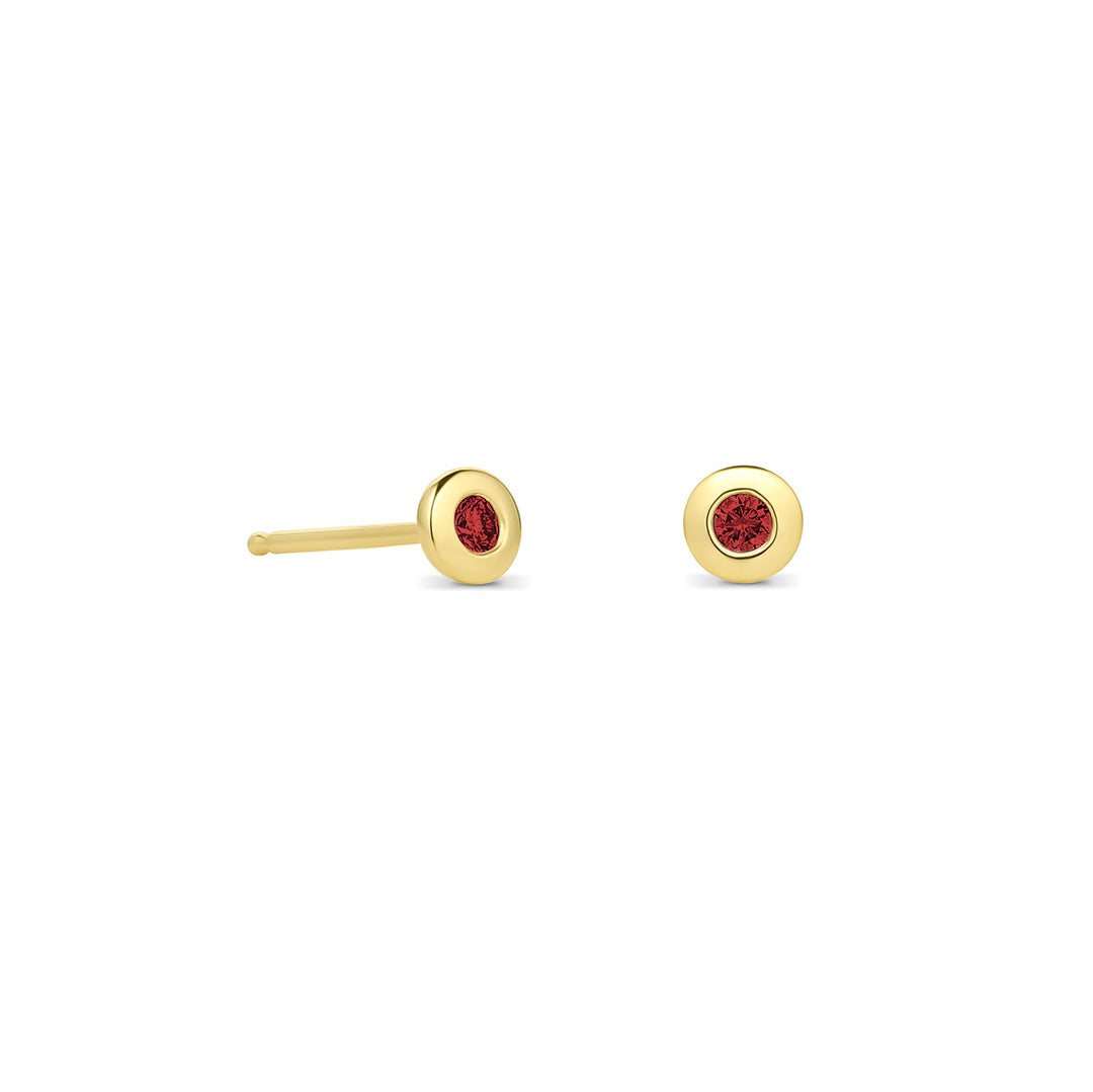 Birthstone Bezel Stud Earrings