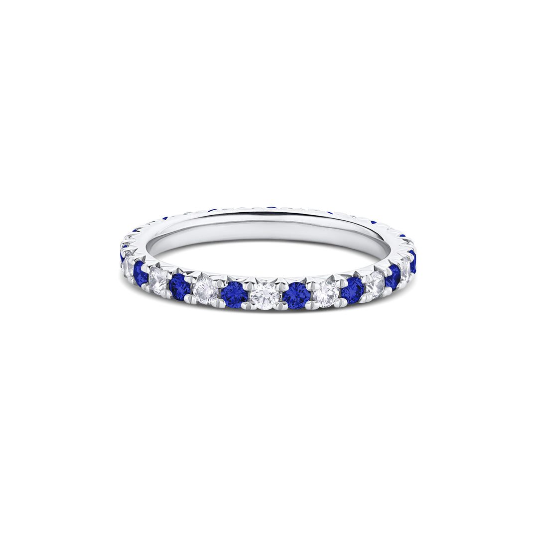 French Cut Sapphire and Diamond Band - Consider the Wldflwrs