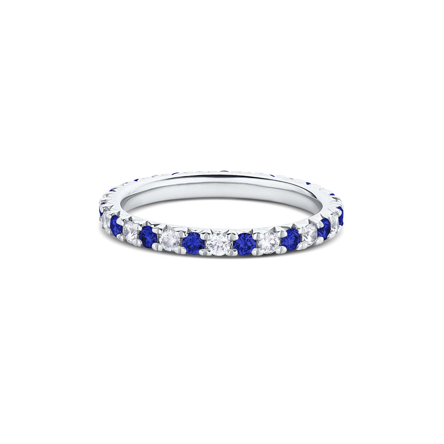 French Cut Sapphire and Diamond Band - Consider the Wldflwrs