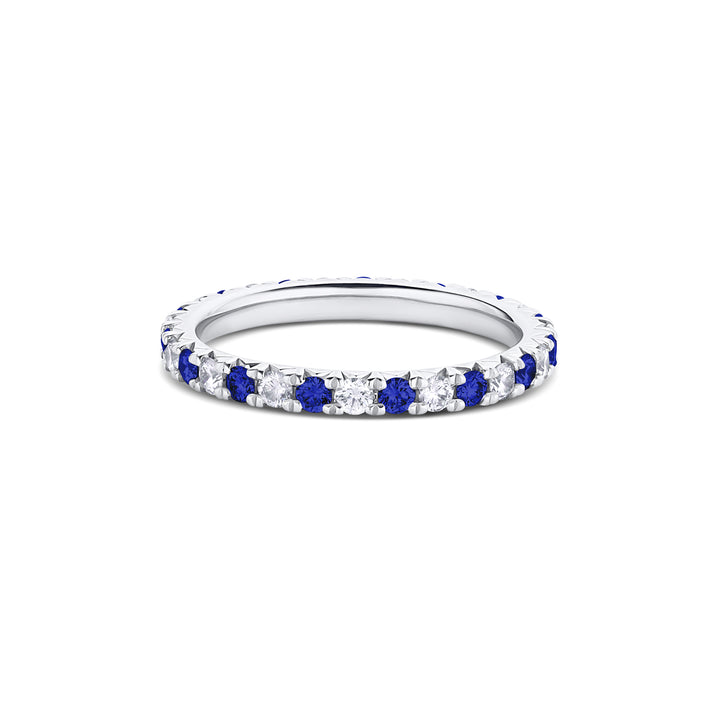 French Cut Sapphire and Diamond Band - Consider the Wldflwrs