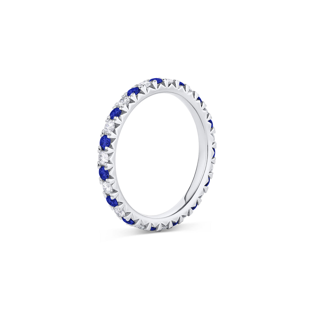 French Cut Sapphire and Diamond Band - Consider the Wldflwrs