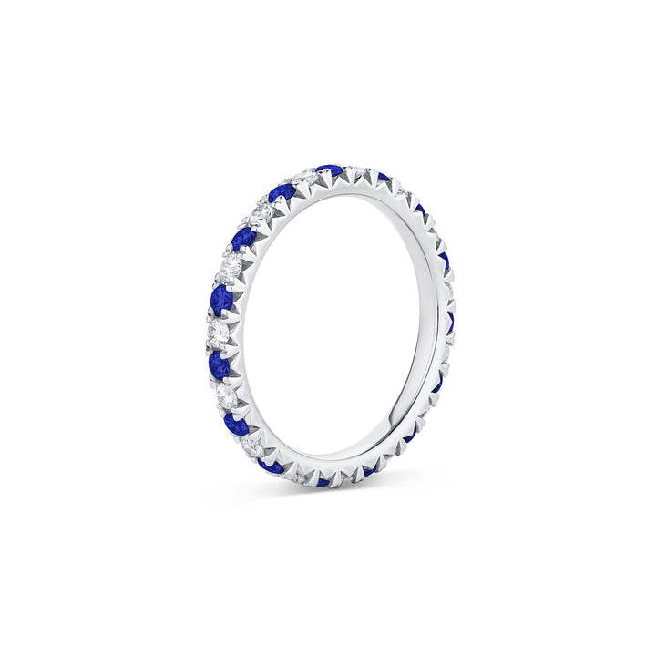 French Cut Sapphire and Diamond Band - Consider the Wldflwrs