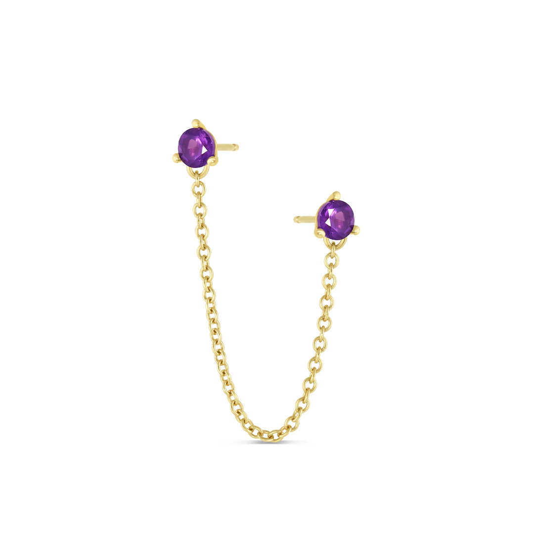 Double Birthstone Chain Earring