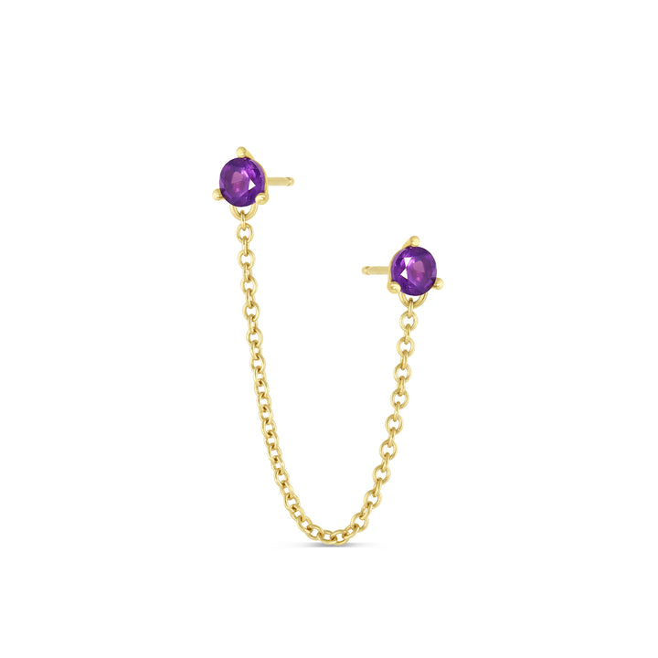Double Birthstone Chain Earring