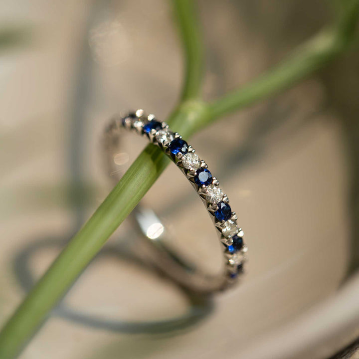 French Cut Sapphire and Diamond Band - Consider the Wldflwrs