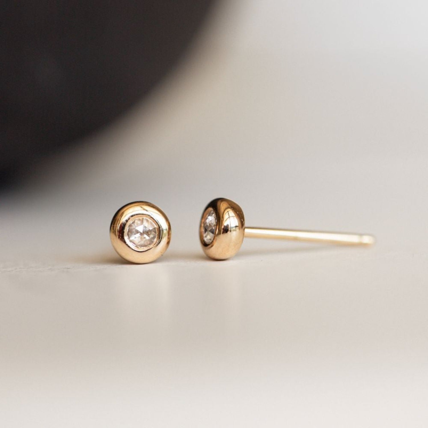 Bubble Bezel Diamond Stud Earrings - Consider the Wldflwrs