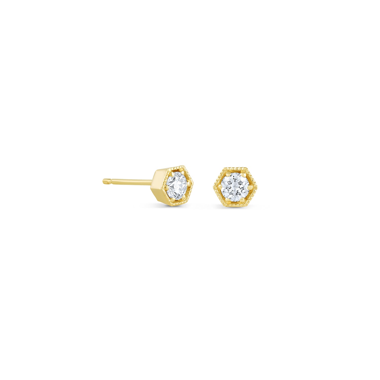 Hexagon Diamond Stud Earrings - Consider the Wldflwrs