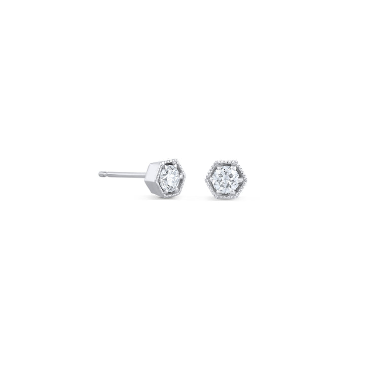 Hexagon Diamond Stud Earrings