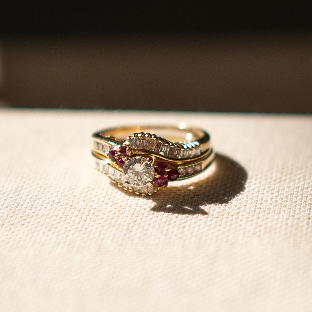 Diamond and Ruby Vintage Ring Set - Consider the Wldflwrs