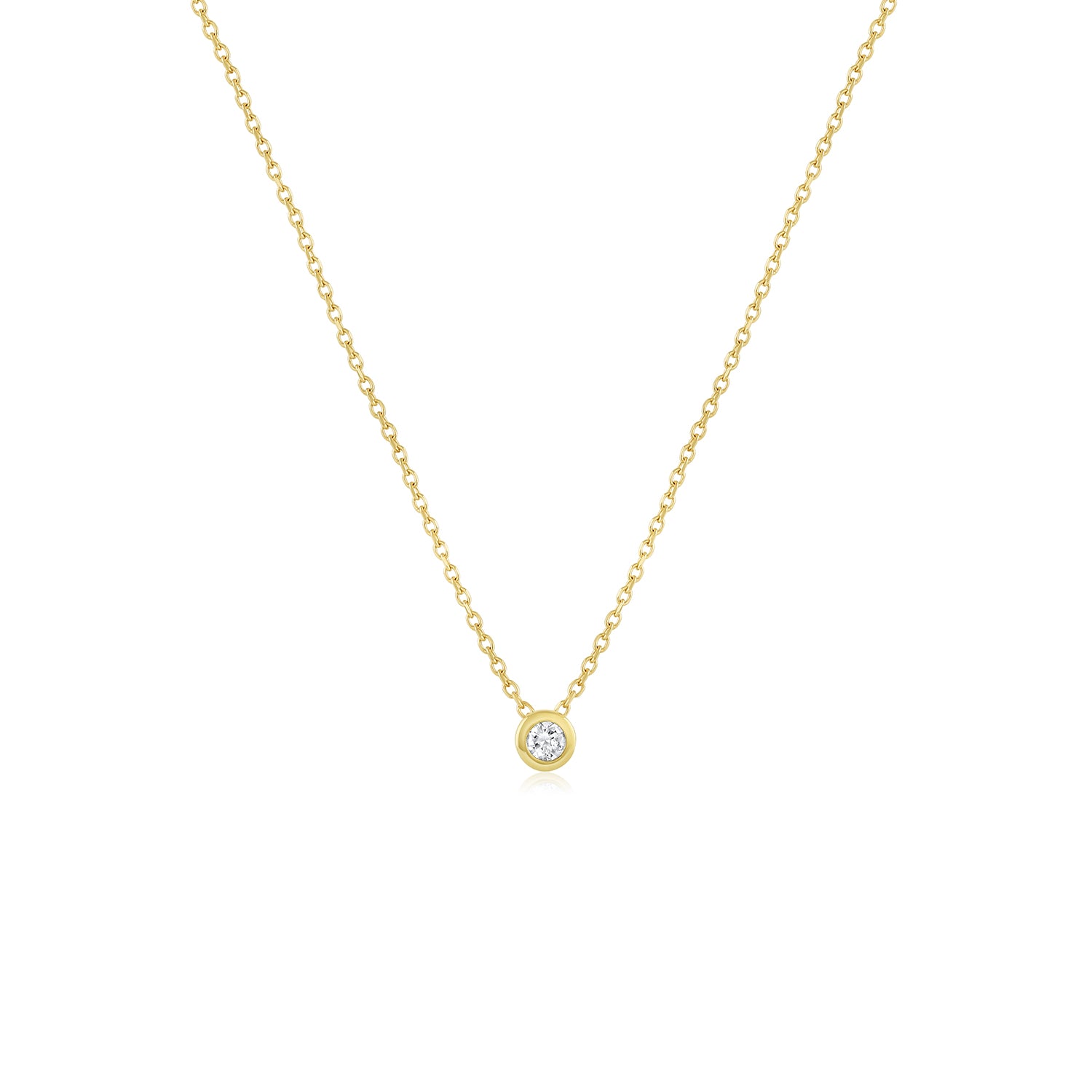 Round Diamond Bezel Necklace - Consider the Wldflwrs