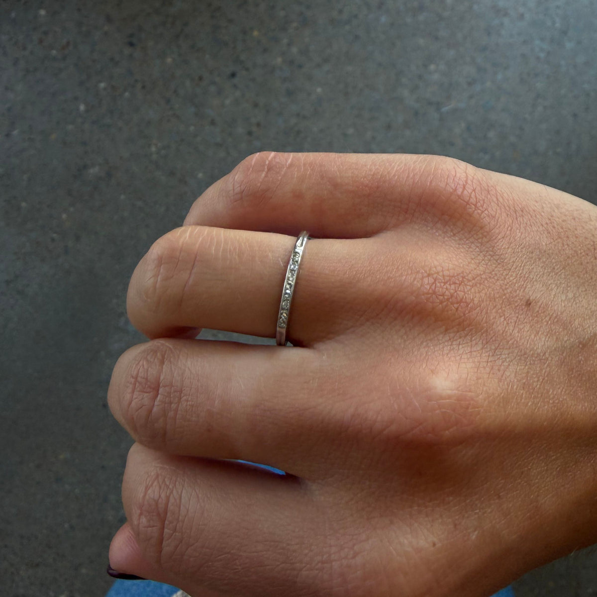 Platinum Vertical Skinny Channel Diamond Band - Consider the Wldflwrs