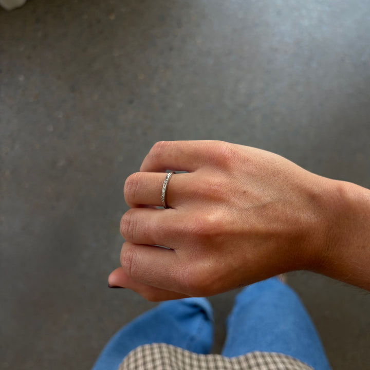 Platinum Vertical Skinny Channel Diamond Band - Consider the Wldflwrs