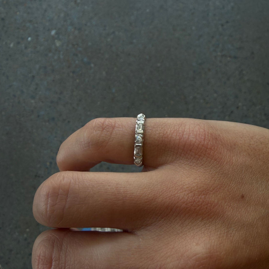 Vintage Baguette and Round Cut Diamond Band - Consider the Wldflwrs