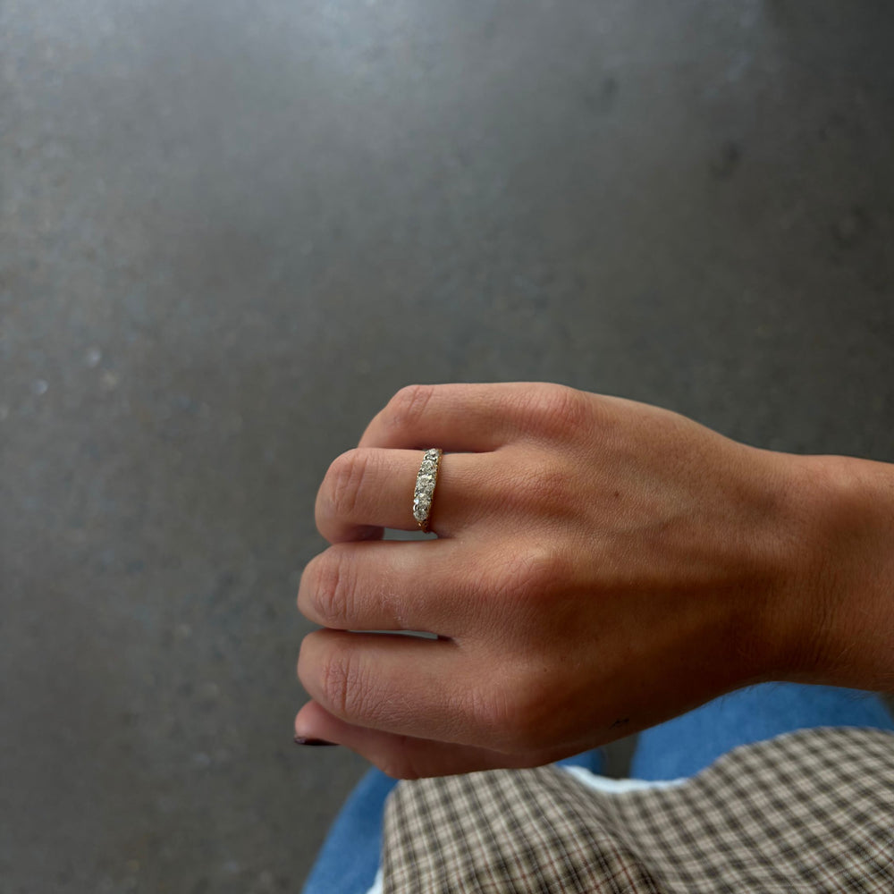 Vintage Diamond Five Stone Carved Ring - Consider the Wldflwrs