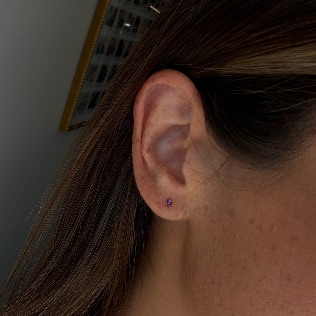 Micro Birthstone Stud Earring