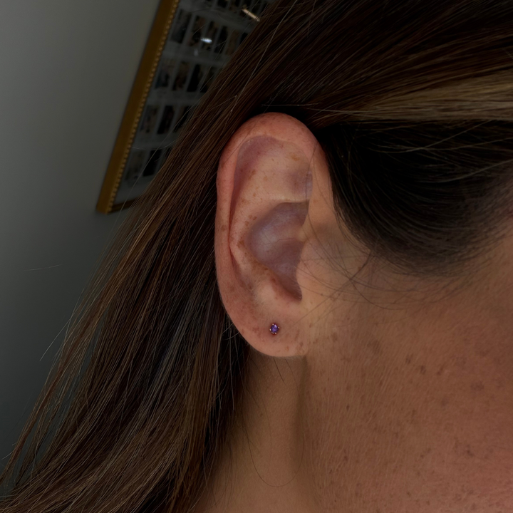 Micro Birthstone Stud Earring