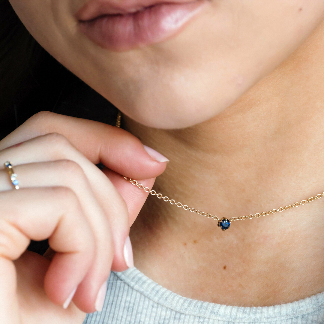 6 Prong Sapphire Necklace - Consider the Wldflwrs