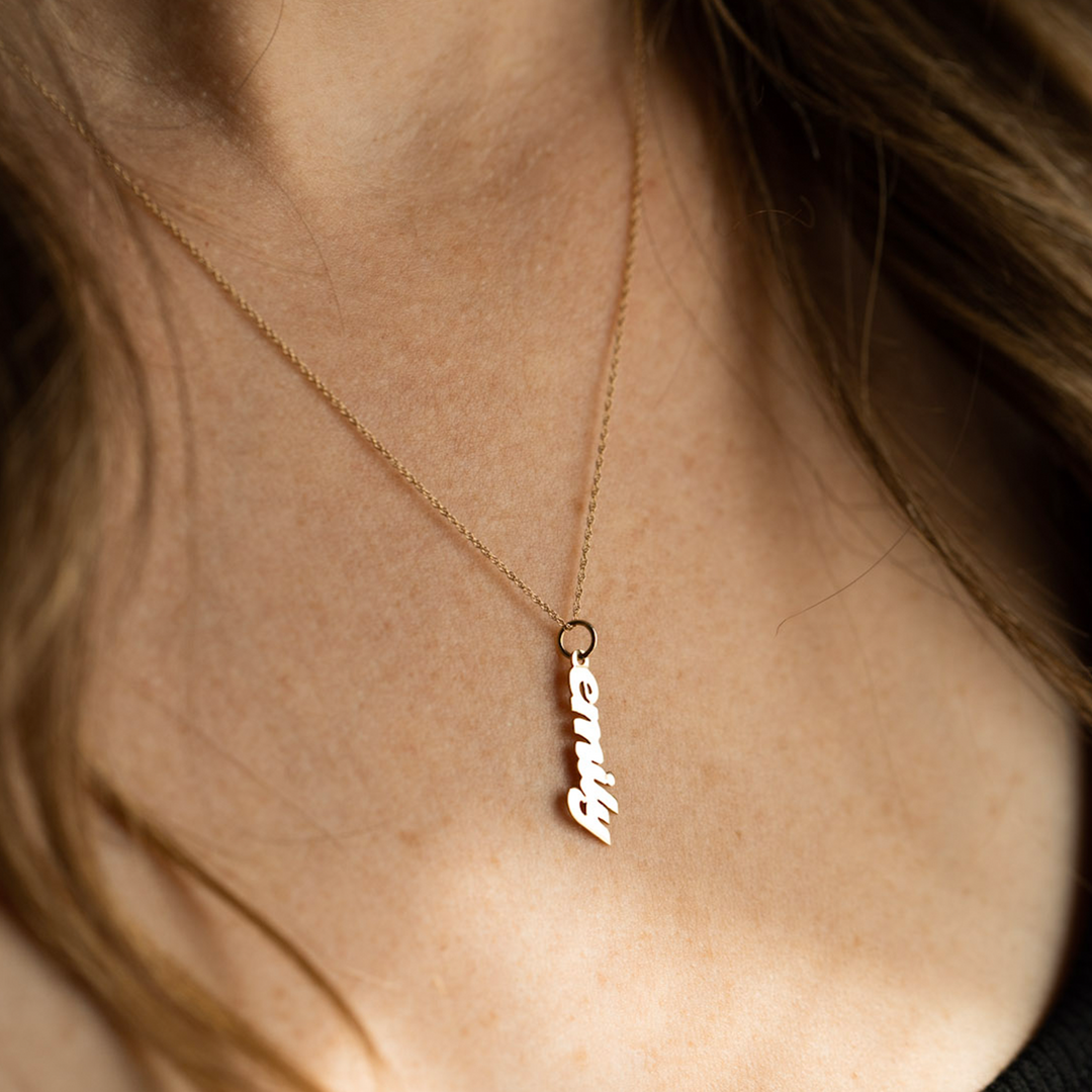 Vertical Nameplate Necklace - Consider the Wldflwrs