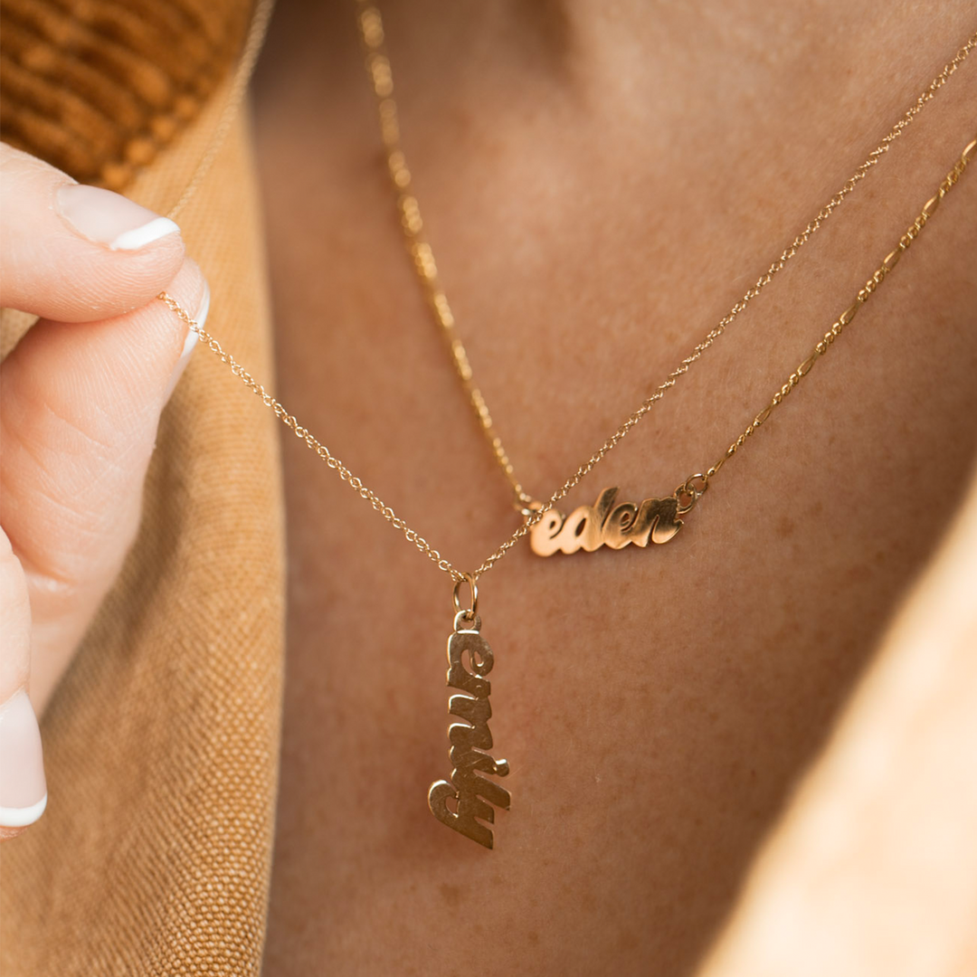 Vertical Nameplate Necklace - Consider the Wldflwrs