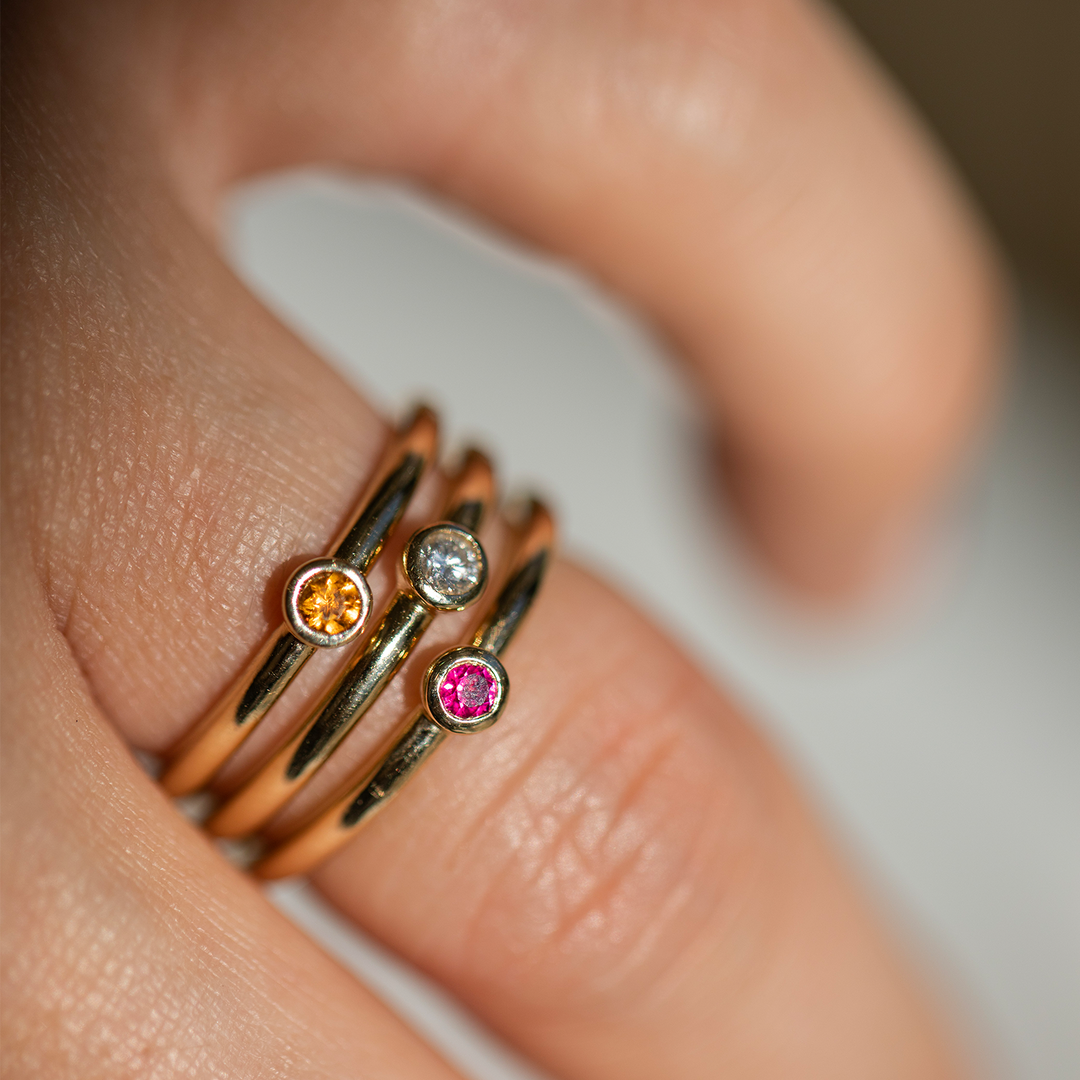Stacker Birthstone Rings Bubble Bezel Birthstone Stacker | Rings | Consider the Wldflwrs – CTWF