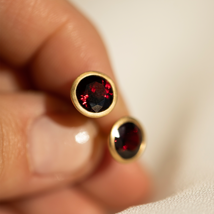 Garnet Matte Bezel Studs - Consider the Wldflwrs