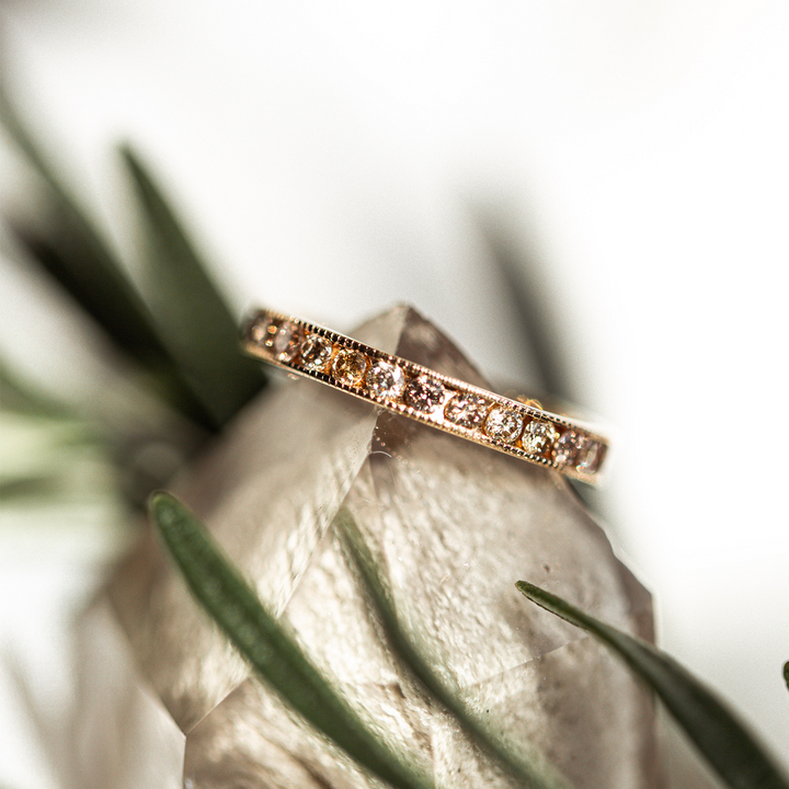 Champagne Diamond Pea Pod Eternity Ring - Consider the Wldflwrs