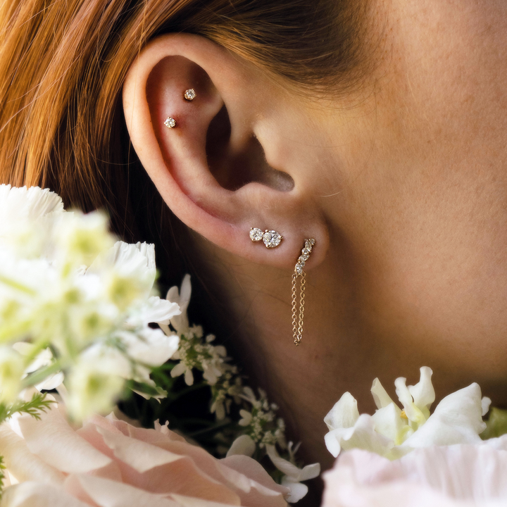 Petite Cluster Chain Stud Earring - Consider the Wldflwrs
