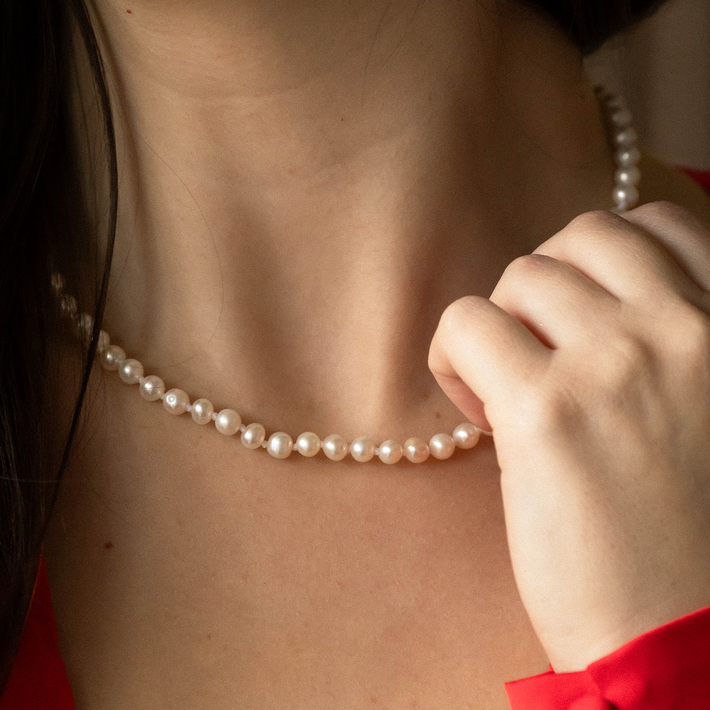 Cultured White Freshwater Pearl Necklace - Consider the Wldflwrs
