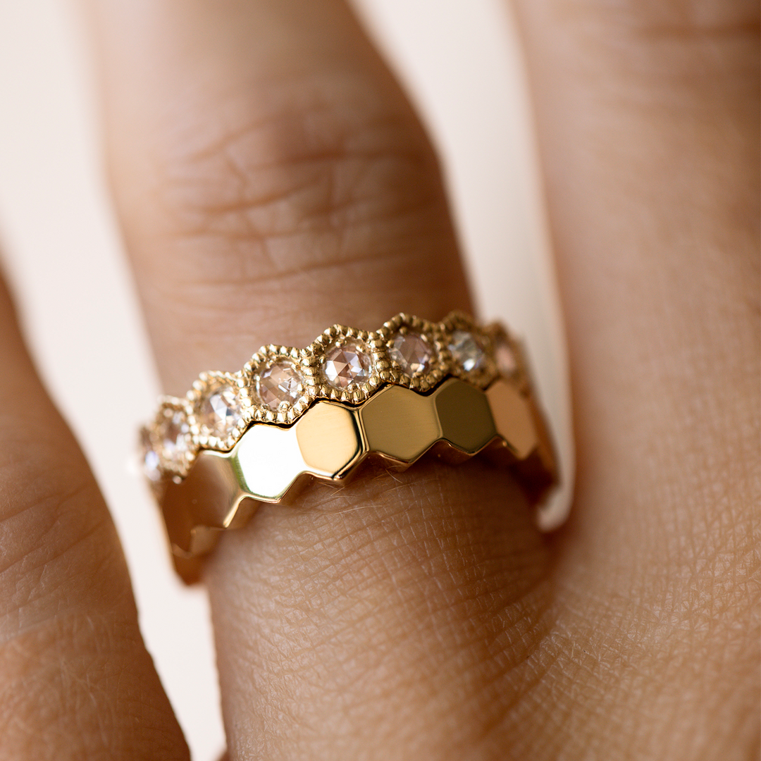 Plain Hexagon Eternity Ring Rings Consider the Wldflwrs CTWF