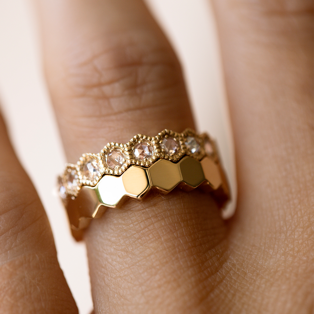 Plain Hexagon Eternity Ring - Consider the Wldflwrs